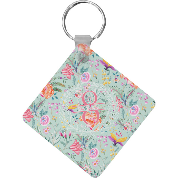 Custom Exquisite Chintz Diamond Plastic Keychain w/ Name and Initial