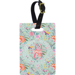 Exquisite Chintz Plastic Luggage Tag - Rectangular w/ Name and Initial
