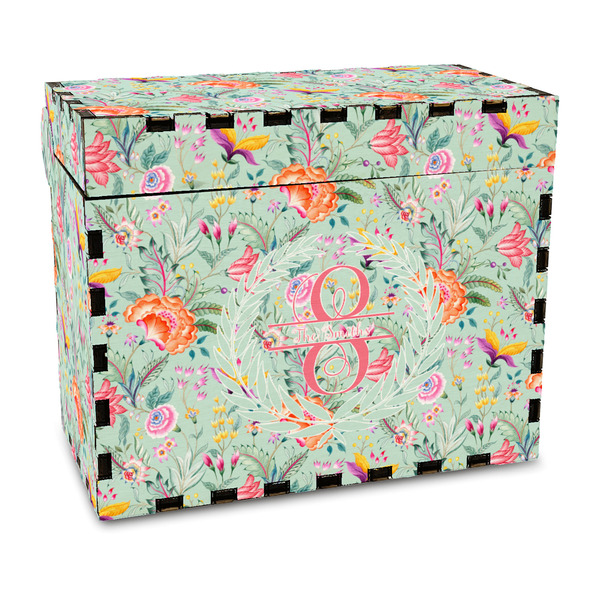 Custom Exquisite Chintz Wood Recipe Box - Full Color Print (Personalized)