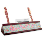 Exquisite Chintz Red Mahogany Nameplate with Business Card Holder (Personalized)