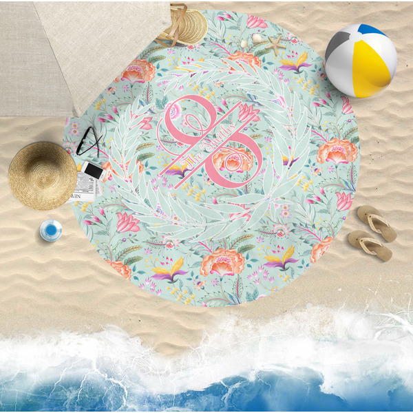 Exquisite Chintz Round Beach Towel Lifestyle