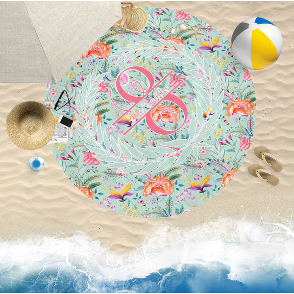 Exquisite Chintz Round Beach Towel Lifestyle