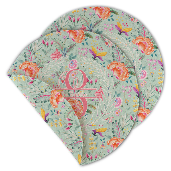 Exquisite Chintz Round Linen Placemats - MAIN (Double-Sided)