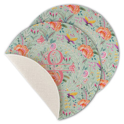 Exquisite Chintz Round Linen Placemat - Single Sided - Set of 4 (Personalized)