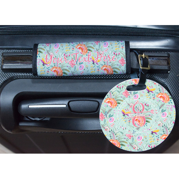 Exquisite Chintz Round Luggage Tag & Handle Wrap - In Context