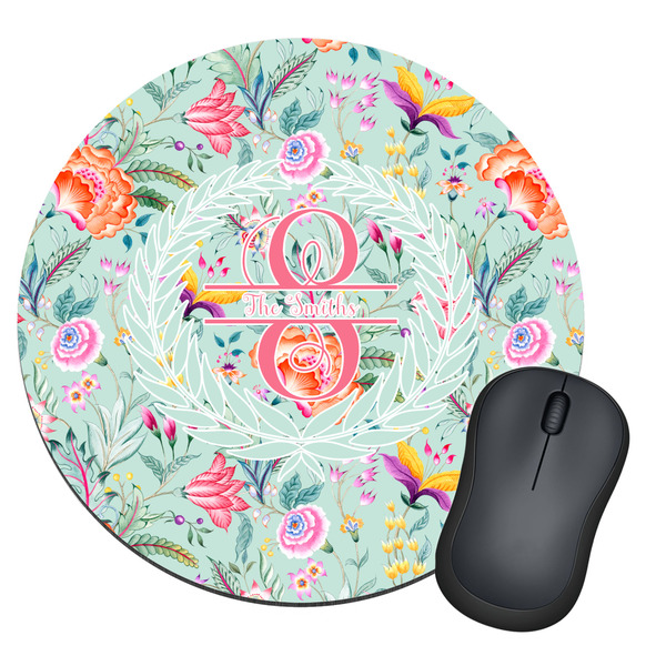 Custom Exquisite Chintz Round Mouse Pad (Personalized)