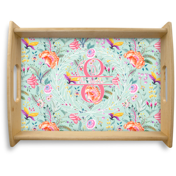 Custom Exquisite Chintz Natural Wooden Tray - Large (Personalized)