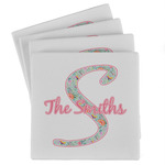 Exquisite Chintz Absorbent Stone Coasters - Set of 4 (Personalized)