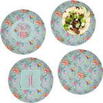 Exquisite Chintz Set of 4 Glass Lunch / Dinner Plate 10" (Personalized)