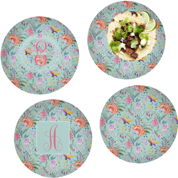 Custom Exquisite Chintz Set of 4 Glass Lunch / Dinner Plate 10" (Personalized)