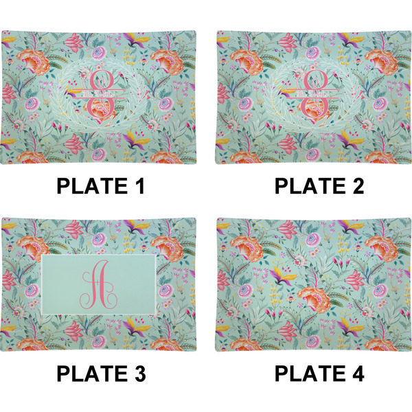 Exquisite Chintz Set of Rectangular Appetizer / Dessert Plates (Approval)