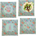 Exquisite Chintz Set of 4 Glass Square Lunch / Dinner Plate 9.5" (Personalized)