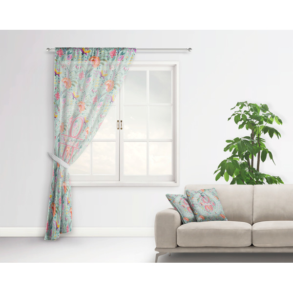 Exquisite Chintz Sheer Curtain With Window and Rod - in Room Matching Pillow