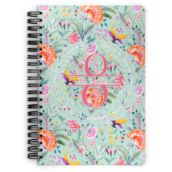 Custom Exquisite Chintz Spiral Notebook - 7x10 w/ Name and Initial