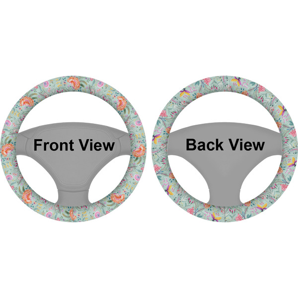 Exquisite Chintz Steering Wheel Cover- Front and Back