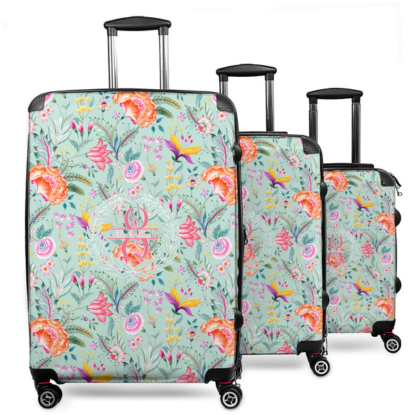 Custom Exquisite Chintz 3 Piece Luggage Set - 20" Carry On, 24" Medium Checked, 28" Large Checked (Personalized)