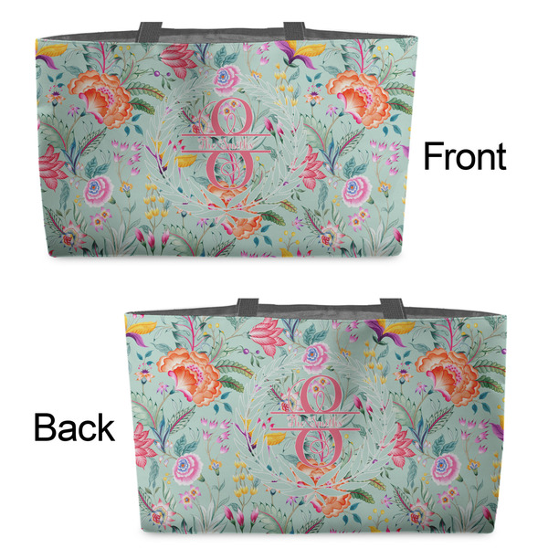 Exquisite Chintz Tote w/Black Handles - Front & Back Views