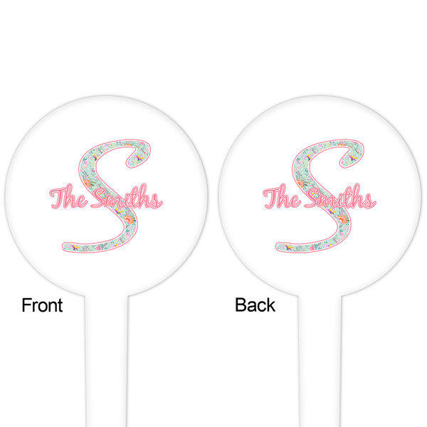 Exquisite Chintz White Plastic 4" Food Pick - Round - Double Sided - Front & Back