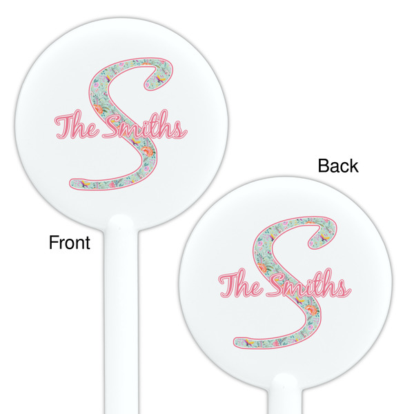 Exquisite Chintz White Plastic 5.5" Stir Stick - Double Sided - Round - Front & Back