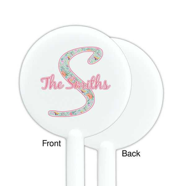 Exquisite Chintz White Plastic 5.5" Stir Stick - Single Sided - Round - Front & Back