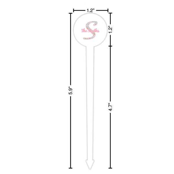 Exquisite Chintz White Plastic 6" Food Pick - Round - Dimensions