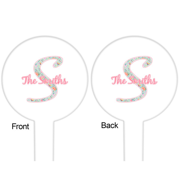 Exquisite Chintz White Plastic 6" Food Pick - Round - Double Sided - Front & Back