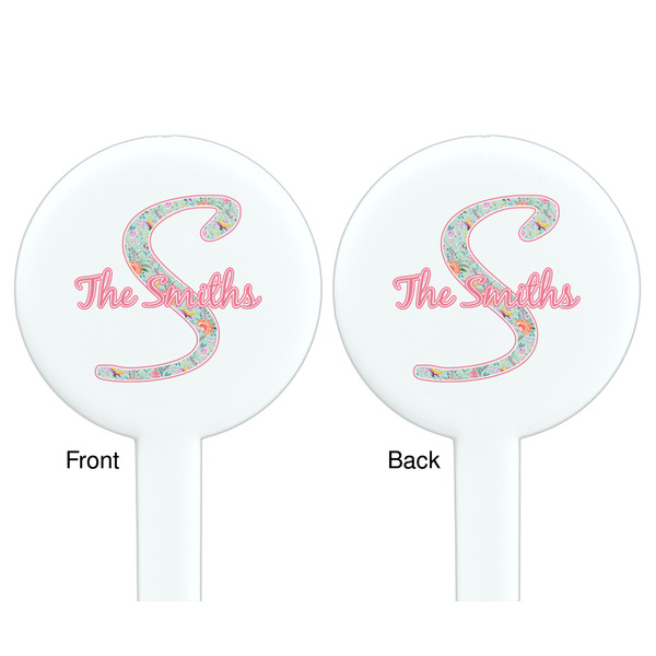 Exquisite Chintz White Plastic 7" Stir Stick - Double Sided - Round - Front & Back