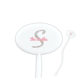 Exquisite Chintz 7" Oval Plastic Stir Sticks - White - Single Sided (Personalized)