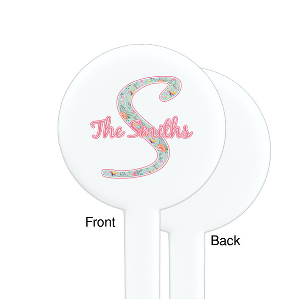 Exquisite Chintz White Plastic 7" Stir Stick - Single Sided - Round - Front & Back