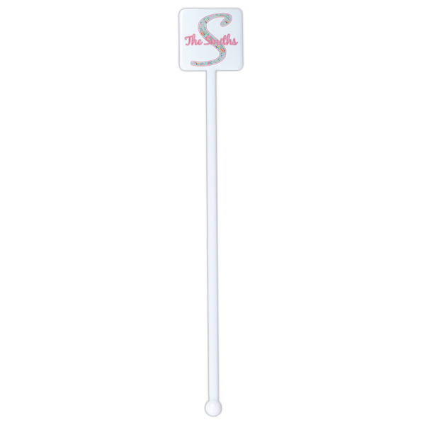 Exquisite Chintz White Plastic Stir Stick - Single Sided - Square - Single Stick