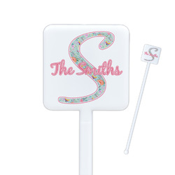 Exquisite Chintz Square Plastic Stir Sticks - Single Sided (Personalized)
