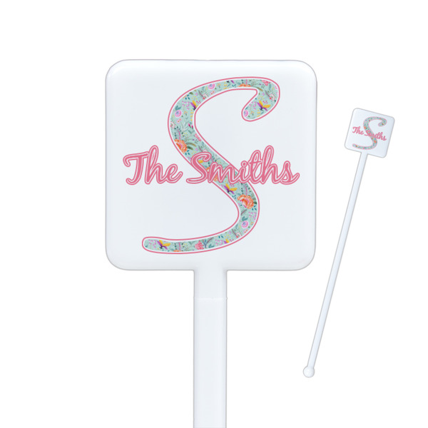 Custom Exquisite Chintz Square Plastic Stir Sticks (Personalized)