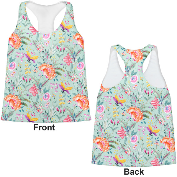Exquisite Chintz Womens Racerback Tank Tops - Medium - Front and Back