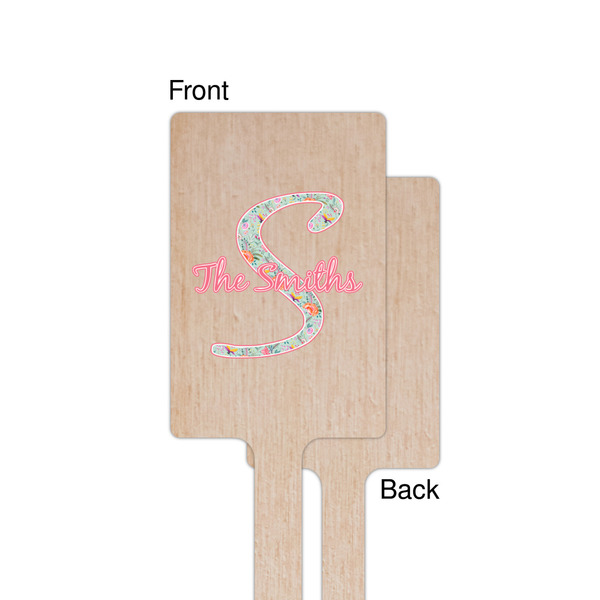 Exquisite Chintz Wooden 6.25" Stir Stick - Rectangular - Single - Front & Back