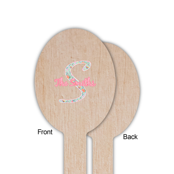 Exquisite Chintz Wooden Food Pick - Oval - Single Sided - Front & Back