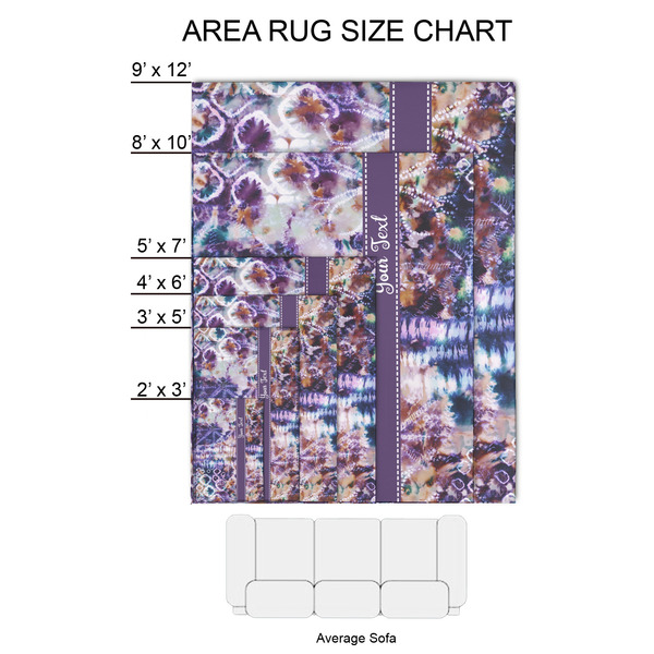 Tie Dye 2'x3' Indoor Area Rugs - Size Chart