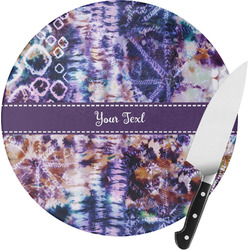 Tie Dye Round Glass Cutting Board - Small (Personalized)