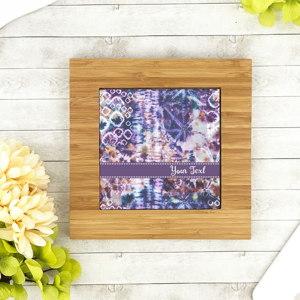 Tie Dye Bamboo Trivet with 6" Tile - LIFESTYLE