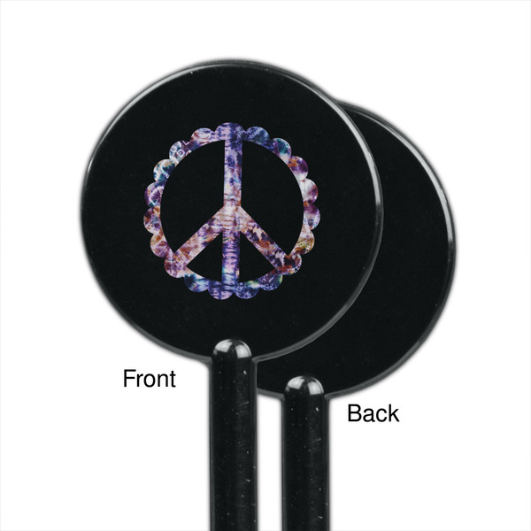 Tie Dye Black Plastic 5.5" Stir Stick - Single Sided - Round - Front & Back