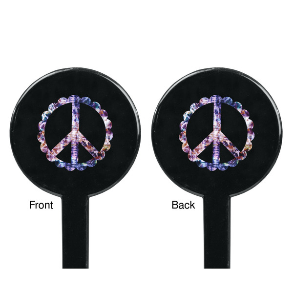 Tie Dye Black Plastic 7" Stir Stick - Double Sided - Round - Front & Back