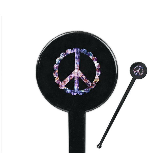 Custom Tie Dye 7" Round Plastic Stir Sticks - Black - Single Sided