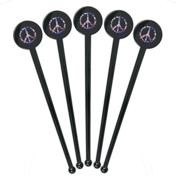 Tie Dye Black Plastic 7" Stir Stick - Round - Fan View