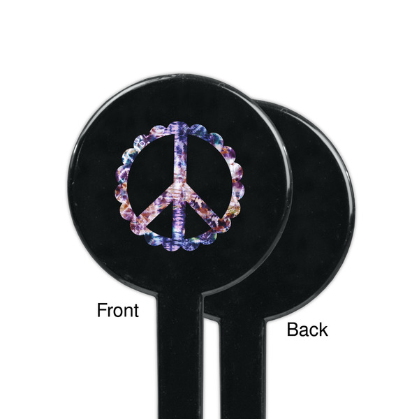 Tie Dye Black Plastic 7" Stir Stick - Single Sided - Round - Front & Back