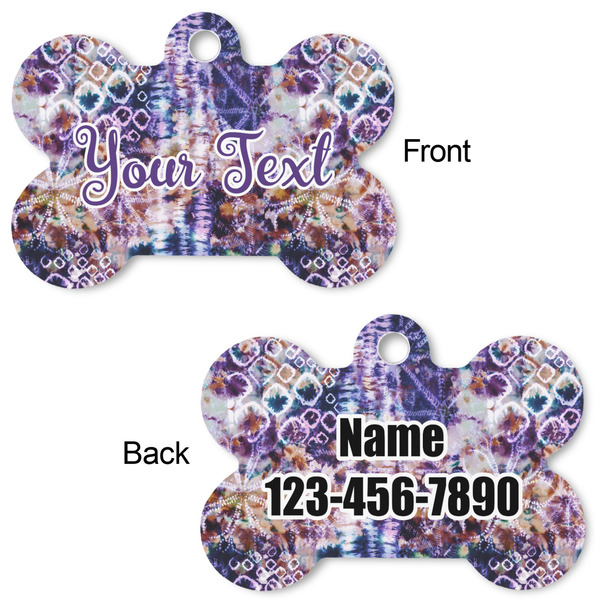Tie Dye Bone Shaped Dog ID Tag - Large - Approval