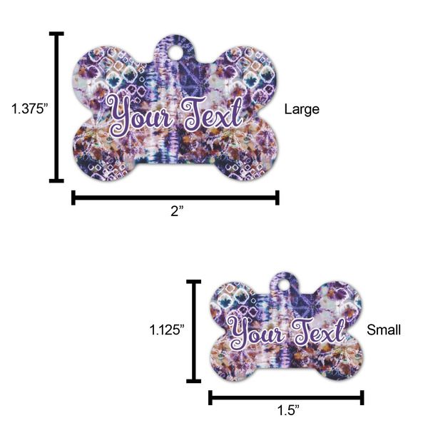 Tie Dye Bone Shaped Dog ID Tag - Large - Scale
