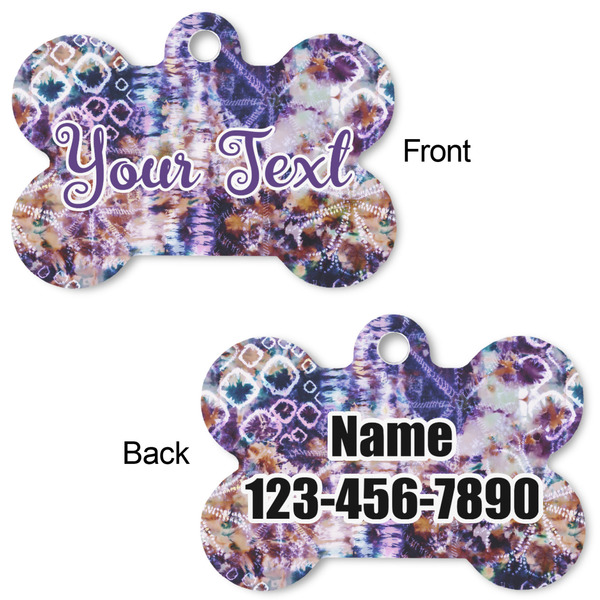 Tie Dye Bone Shaped Dog Tag - Front & Back