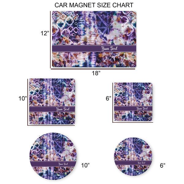Tie Dye Car Magnets - SIZE CHART
