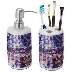 Tie Dye Ceramic Bathroom Accessories Set (Personalized)