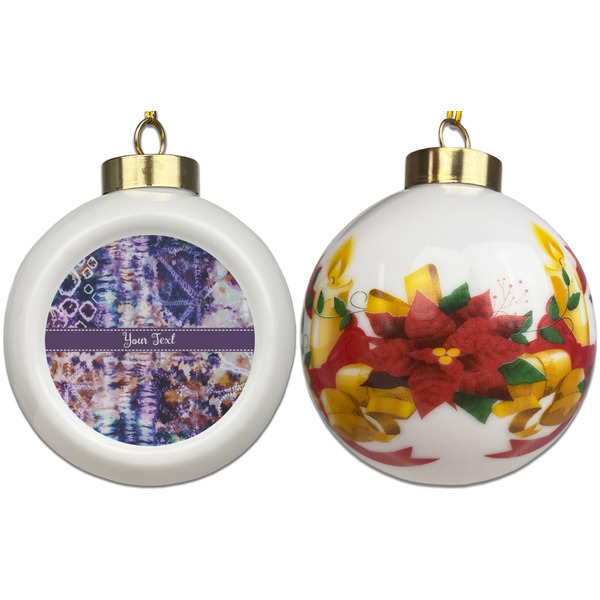 Tie Dye Ceramic Christmas Ornament - Poinsettias (APPROVAL)