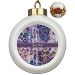 Tie Dye Ceramic Ball Ornaments - Poinsettia Garland (Personalized)